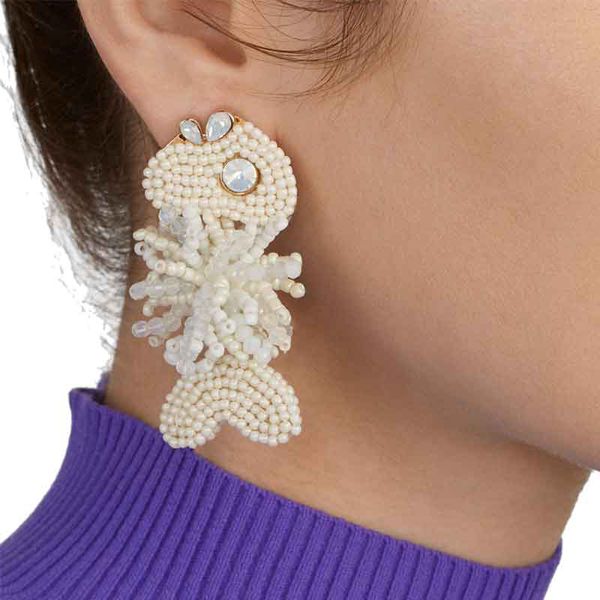 hand-knitted white goldfish styling resin beaded earrings personality playful fishtail tassel earrings, Golden;silver
hand-knitted white goldfish styling resin beaded earrings personality playful fishtail tassel earrings, Golden;silver