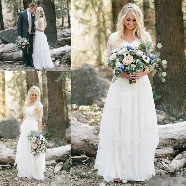 modest western country boho wedding dresses 2020 elegant lace v neck half sleeves long bohemian bridal gowns plus size, White
modest western country boho wedding dresses 2020 elegant lace v neck half sleeves long bohemian bridal gowns plus size, White