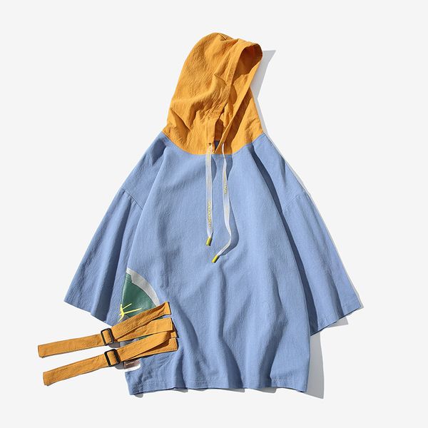 men's hoodies & sweatshirts hoodie casual short-sleeved sweatshirt fashion stitching thin loose pullover large size blue white, Black
men's hoodies & sweatshirts hoodie casual short-sleeved sweatshirt fashion stitching thin loose pullover large size blue white, Black