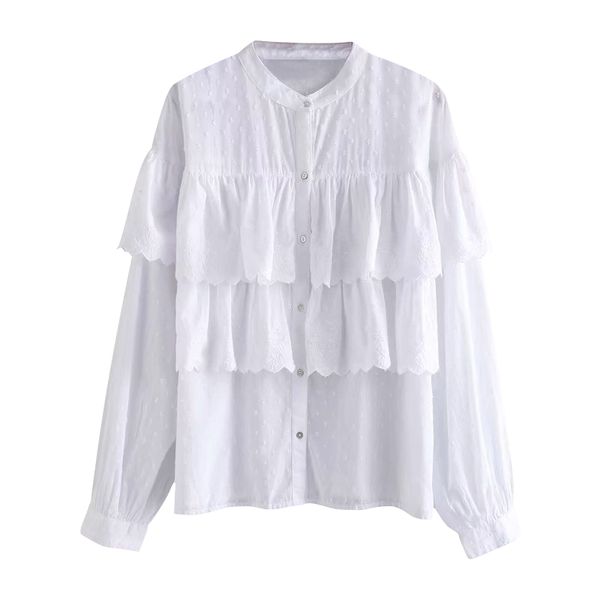 women stylish dot print white cotton blouse elegant office wear long sleeve ruffle shirt stand collar casual blouses 2020
women stylish dot print white cotton blouse elegant office wear long sleeve ruffle shirt stand collar casual blouses 2020