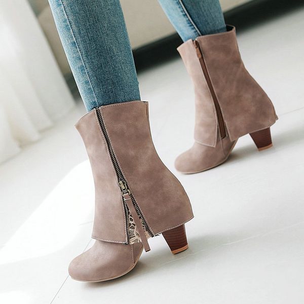 winter western women's ankle boots high heels short boots comfort autumn vintage black brown gray beige booties 2019
winter western women's ankle boots high heels short boots comfort autumn vintage black brown gray beige booties 2019