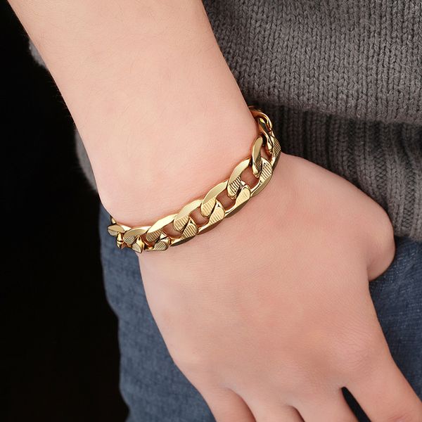 12mm male curb cuban link chain bracelet for men jewelry stainless steel gold color mens link bracelets 2019, pulseira masculina, Black
12mm male curb cuban link chain bracelet for men jewelry stainless steel gold color mens link bracelets 2019, pulseira masculina, Black