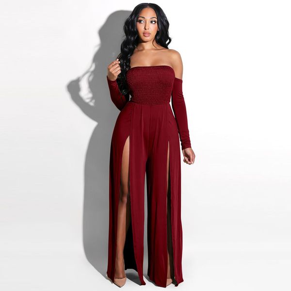 off shoulder elegant long sleeves women jumpsuit high waist split casual body femme full length soild rompers womens jumpsuit, Black;white
off shoulder elegant long sleeves women jumpsuit high waist split casual body femme full length soild rompers womens jumpsuit, Black;white