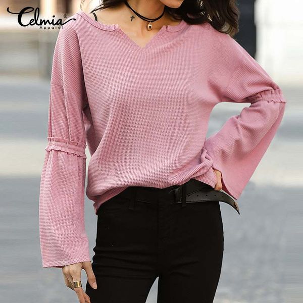 celmia women's shirts long sleeve vintage blouse work v-neck tunic solid casual loose party blusas femininas plus size, White
celmia women's shirts long sleeve vintage blouse work v-neck tunic solid casual loose party blusas femininas plus size, White