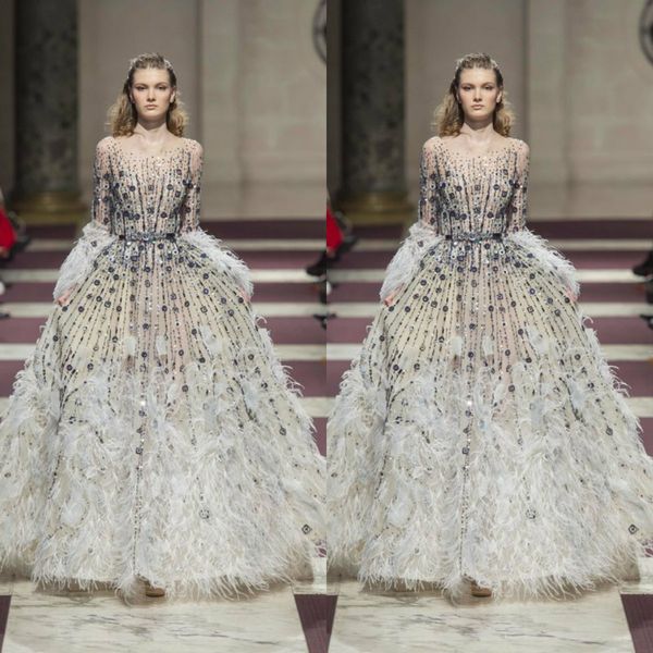 ziad nakad luxury prom dresses 2019 long sleeve lace beaded formal party feathers evening gowns red carpet dress robes de soirée, Black
ziad nakad luxury prom dresses 2019 long sleeve lace beaded formal party feathers evening gowns red carpet dress robes de soirée, Black