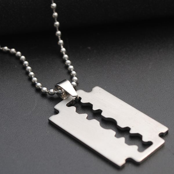 1pc silver color cool boy razor blade pendant chain stainless steel man necklace leather choker charm women simple jewelry gift
1pc silver color cool boy razor blade pendant chain stainless steel man necklace leather choker charm women simple jewelry gift