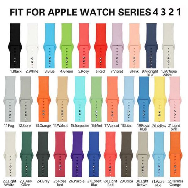 45colors Silicone strap band for Apple watch band Strap 40mm 44mm 42mm 38mm bracelet Rubber watchband for Series 4/3/2/1 Apple watch
45colors Silicone strap band for Apple watch band Strap 40mm 44mm 42mm 38mm bracelet Rubber watchband for Series 4/3/2/1 Apple watch