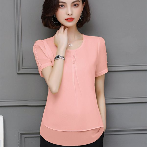 2019 women and blouses summer fashion short sleeve chiffon blouse shirt office lady casual solid color blusas plus size, White
2019 women and blouses summer fashion short sleeve chiffon blouse shirt office lady casual solid color blusas plus size, White
