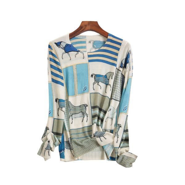 new 19 spring and autumn card ventilated printed wool bottom sweater aged cashmere knitted edition sweater, White
new 19 spring and autumn card ventilated printed wool bottom sweater aged cashmere knitted edition sweater, White