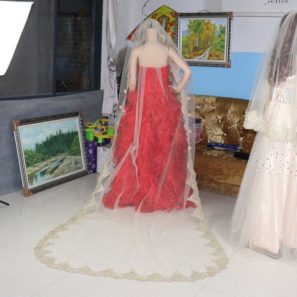 new fashion luxury noble handmade custom champagne color one layer cathedral length lace appliqueedge wedding veil bridal veils, Black
new fashion luxury noble handmade custom champagne color one layer cathedral length lace appliqueedge wedding veil bridal veils, Black