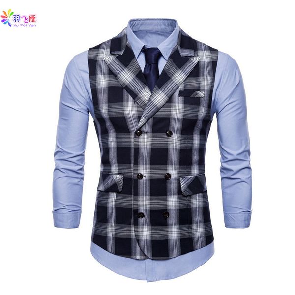 casual men vest suit double breasted 4xl wedding vest suit vintage british style plaid slim fit men business waistcoat, Black;white
casual men vest suit double breasted 4xl wedding vest suit vintage british style plaid slim fit men business waistcoat, Black;white