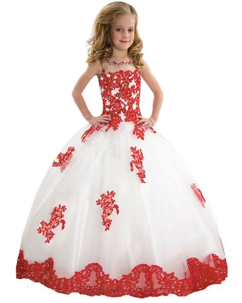 

retail baby girls diamond beaded lace flower embroidered mesh dress girls tutu floor-length party skirts children boutique clothing, Red;yellow