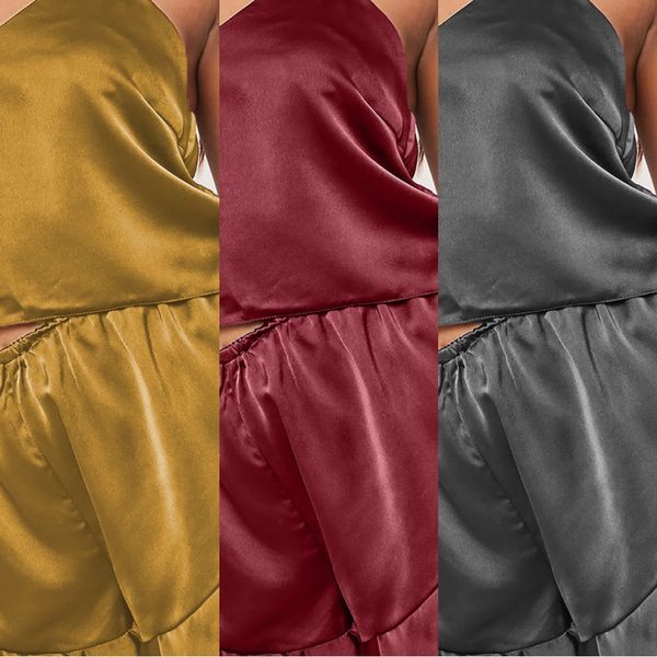 2020 two-piece suit female summer satin v-collar sling home clothes sling home clothes sleeping suit, Blue;red
2020 two-piece suit female summer satin v-collar sling home clothes sling home clothes sleeping suit, Blue;red