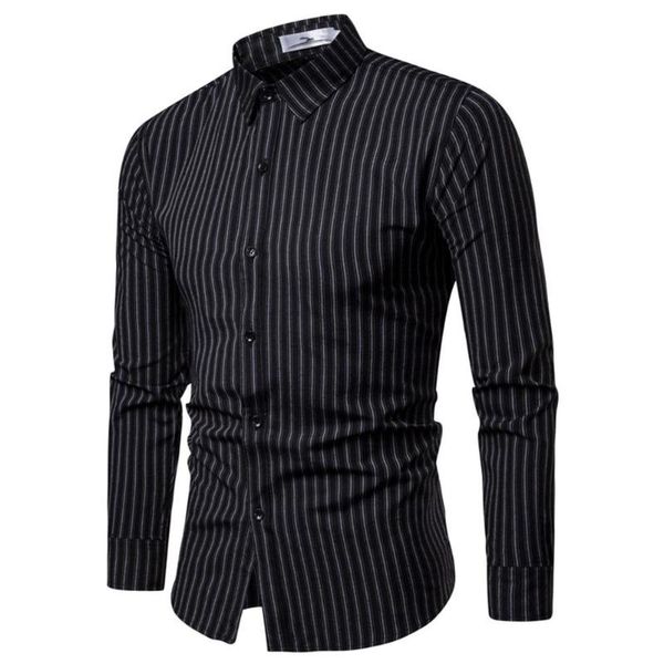 fashion men casual lapel slim fit long sleeve stripe shirt work blouse, White;black
fashion men casual lapel slim fit long sleeve stripe shirt work blouse, White;black