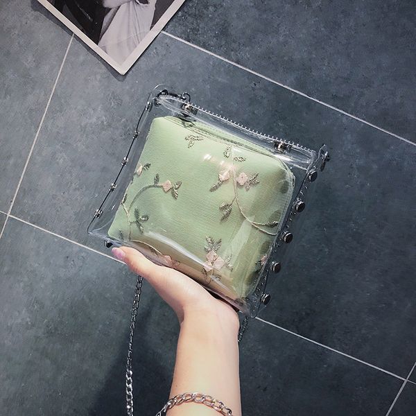 2019 new korean version makeup wild lace chain transparent jelly shoulder bag chest bag lady
2019 new korean version makeup wild lace chain transparent jelly shoulder bag chest bag lady