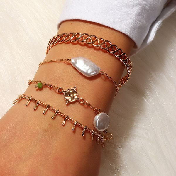 4 pcs/set bohemian twist bangle classic bead geometry irregular natural stone bracelet set women charm party jewelry accessories, Golden;silver
4 pcs/set bohemian twist bangle classic bead geometry irregular natural stone bracelet set women charm party jewelry accessories, Golden;silver