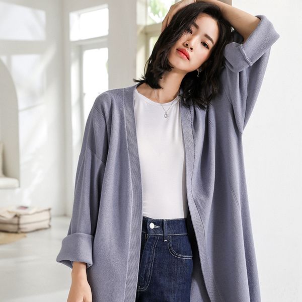 lhzsyy 2019 spring and autumn new women's knit jacket fashion solid color long section large size cardigan wild soft female coat, White
lhzsyy 2019 spring and autumn new women's knit jacket fashion solid color long section large size cardigan wild soft female coat, White
