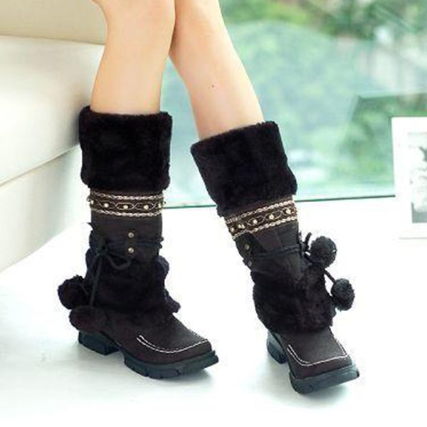 winter women's boots thick hair warm and comfortable female snow boots thick-soled cotton knee ladies ac475, Black
winter women's boots thick hair warm and comfortable female snow boots thick-soled cotton knee ladies ac475, Black