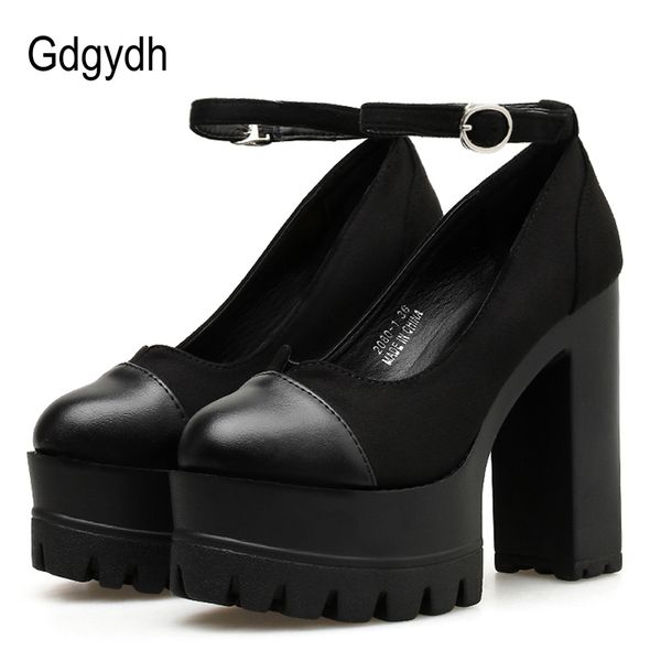 gdgydh spring autumn round toe women pumps flock thick high heeled female single shoes ankle strap buckle platform ladies shoes, Black
gdgydh spring autumn round toe women pumps flock thick high heeled female single shoes ankle strap buckle platform ladies shoes, Black
