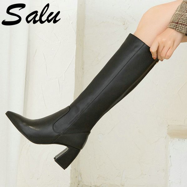 salu brand knee high boots women warm autumn winter long motorcycle boots for women genuine leather high heel shoes woman, Black
salu brand knee high boots women warm autumn winter long motorcycle boots for women genuine leather high heel shoes woman, Black