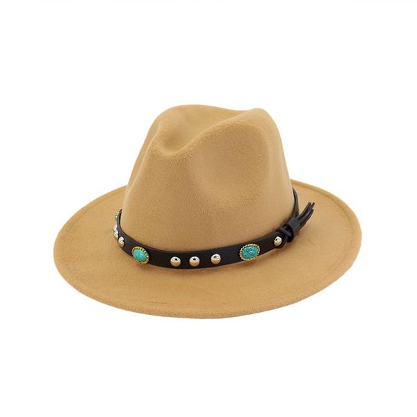 men women flat brim wool felt hats vintage panama fedora hat gem leather decoration fashion jazz cap gambler sombrero trilby, Blue;gray
men women flat brim wool felt hats vintage panama fedora hat gem leather decoration fashion jazz cap gambler sombrero trilby, Blue;gray