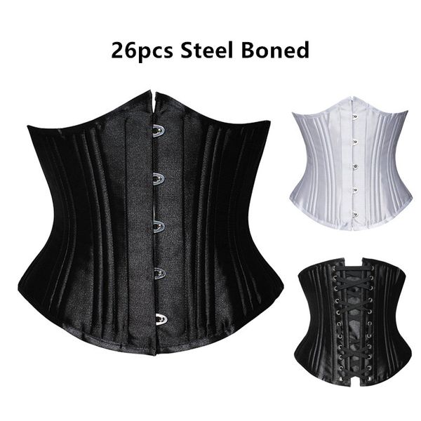 26 double boned steel bone waist trainer body shaper satin underbust corset women slim modeling strap belly slimming sheath belt black white
26 double boned steel bone waist trainer body shaper satin underbust corset women slim modeling strap belly slimming sheath belt black white