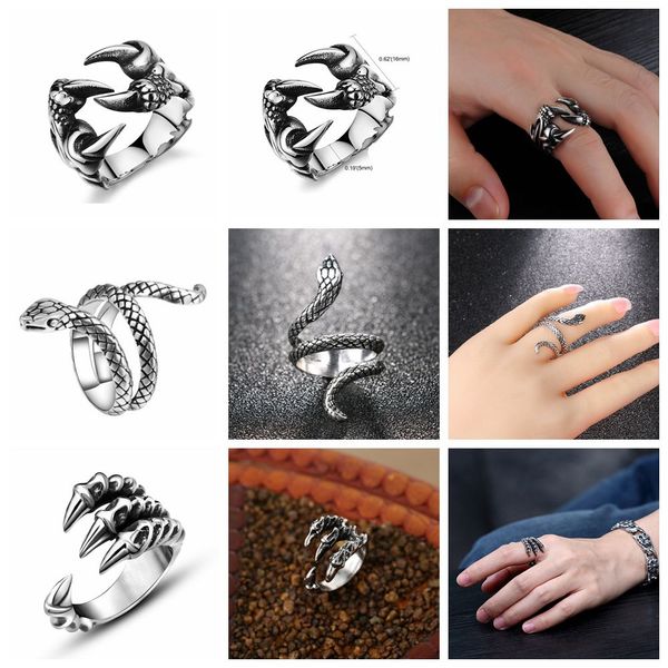 fan gothic punk vintage dragon men ring jewelry for women snake tiger skull steampunk stainless steel rings male, Silver
fan gothic punk vintage dragon men ring jewelry for women snake tiger skull steampunk stainless steel rings male, Silver