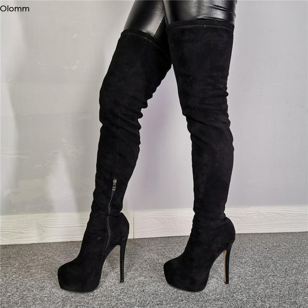 olomm 2020 women platform boots thigh high boots stiletto high heel round toe elegant black dress shoes women us size 5-15
olomm 2020 women platform boots thigh high boots stiletto high heel round toe elegant black dress shoes women us size 5-15