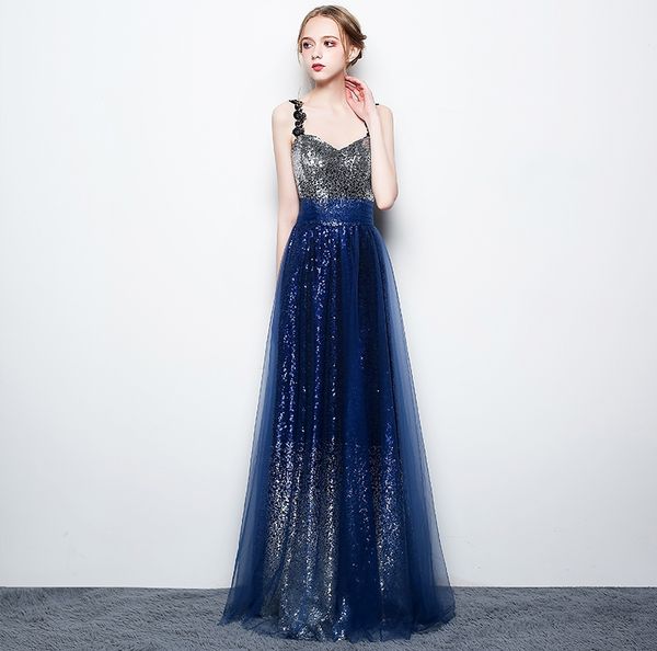 a-line new elegant elegance star party evening dresses v-neck halter belt long sequins party prom dresses, Black
a-line new elegant elegance star party evening dresses v-neck halter belt long sequins party prom dresses, Black