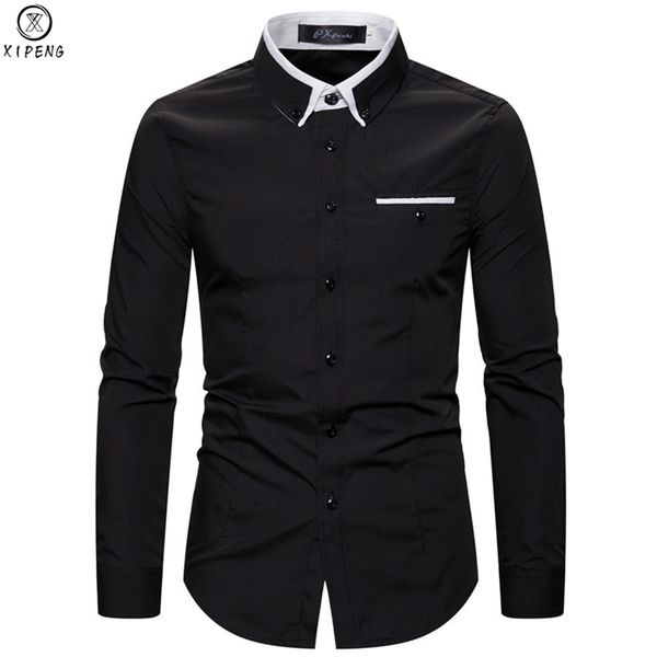new 2020 men's solid color shirt slim fit fashion long sleeve casual business shirts men dress shirts camisas, White;black
new 2020 men's solid color shirt slim fit fashion long sleeve casual business shirts men dress shirts camisas, White;black