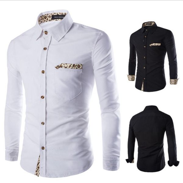 2018 men fashion casual long sleeved leopard shirt slim fit male shirt brand clothing soft comfortable fashion, White;black
2018 men fashion casual long sleeved leopard shirt slim fit male shirt brand clothing soft comfortable fashion, White;black