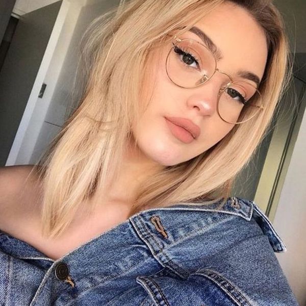 fashion blue light glasses frame classic women's metal frame clear optical glasses myopia computer round eyeglasses 2020, Black
fashion blue light glasses frame classic women's metal frame clear optical glasses myopia computer round eyeglasses 2020, Black