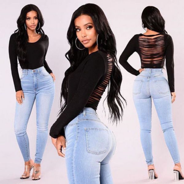 womens stretch skinny denim jeans slim jeggings high waist pencil pants trousers, Blue
womens stretch skinny denim jeans slim jeggings high waist pencil pants trousers, Blue