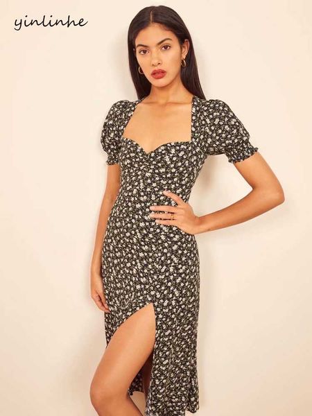 yinlinhe high wait elagnt green floral summer dress short sleeve slim split party dress women polka dot long vestidos 2020 1422, Black;gray
yinlinhe high wait elagnt green floral summer dress short sleeve slim split party dress women polka dot long vestidos 2020 1422, Black;gray
