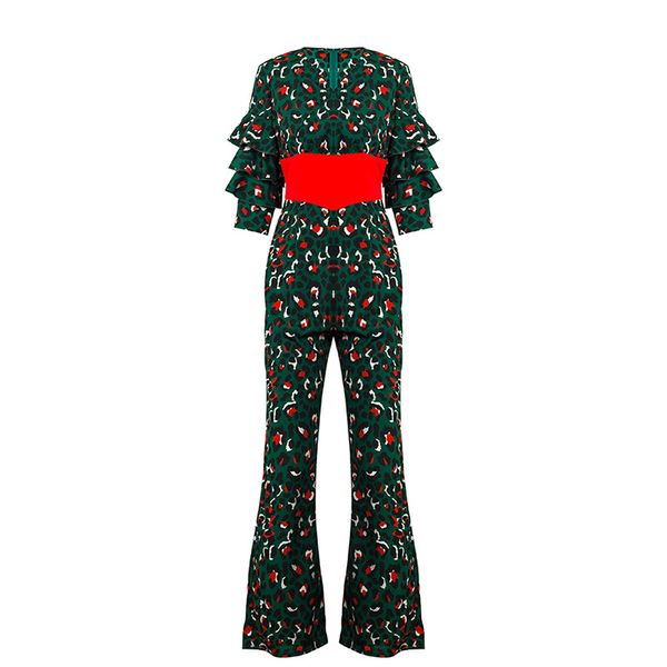 two-piece retro jumpsuit + pleated mid-sleeve v-neck high-waist stitching wide-leg pants green floral fashion casual suit, White
two-piece retro jumpsuit + pleated mid-sleeve v-neck high-waist stitching wide-leg pants green floral fashion casual suit, White