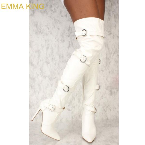 emma king pu leather fetish pointed toe buckle over-the-knee thigh high boots women winter boots high heels ladies shoes 42, Black
emma king pu leather fetish pointed toe buckle over-the-knee thigh high boots women winter boots high heels ladies shoes 42, Black