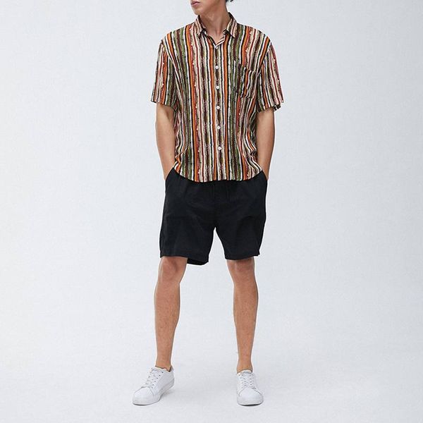 2020 man striped colorful shirts summer short sleeve lapel shirt man causal floral buttons blouse holiday hawaiian incerun, White;black
2020 man striped colorful shirts summer short sleeve lapel shirt man causal floral buttons blouse holiday hawaiian incerun, White;black