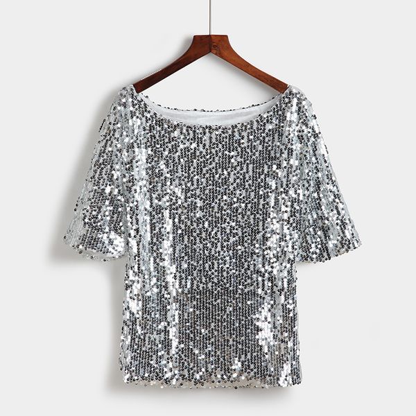 women's shiny sequined blouse o neck casual shirt women clothes shirts chiffon blouse women blouses plus size s-5xl, White
women's shiny sequined blouse o neck casual shirt women clothes shirts chiffon blouse women blouses plus size s-5xl, White