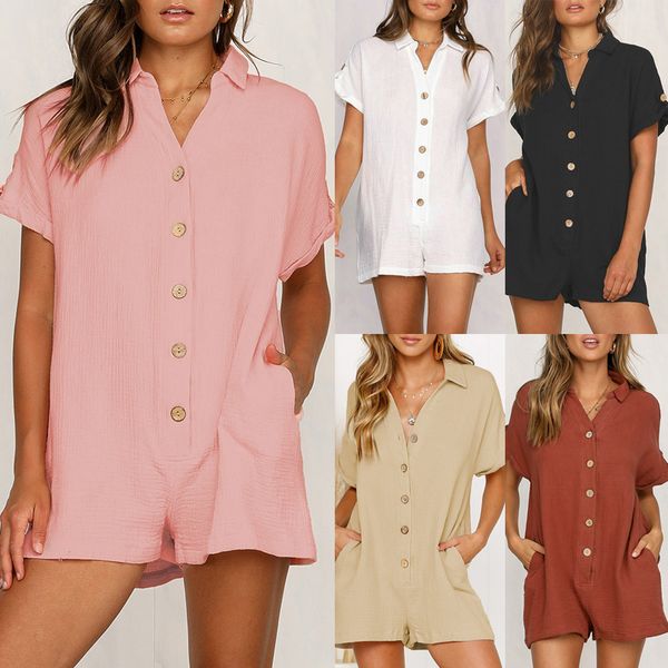 2019 summer overalls for women vintage loose jumpsuit v neck short sleeves pockets casual short playsuit romper female dungarees, Black;white
2019 summer overalls for women vintage loose jumpsuit v neck short sleeves pockets casual short playsuit romper female dungarees, Black;white