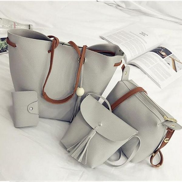 4pcs/set pu leather ladies tassel handbag+shoulder bag +tote +purse women solid color satchel messenger bag 7 color fashion new
4pcs/set pu leather ladies tassel handbag+shoulder bag +tote +purse women solid color satchel messenger bag 7 color fashion new