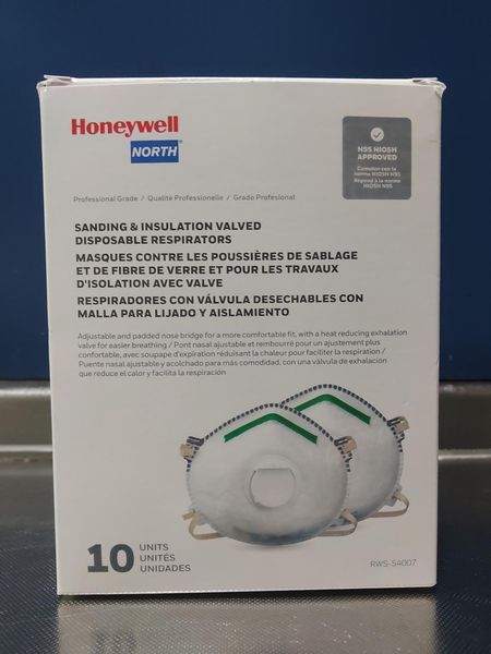honeywell niosh-approved n95 respirator mask with exhalation valve for airborne particulates 10qty/box
honeywell niosh-approved n95 respirator mask with exhalation valve for airborne particulates 10qty/box