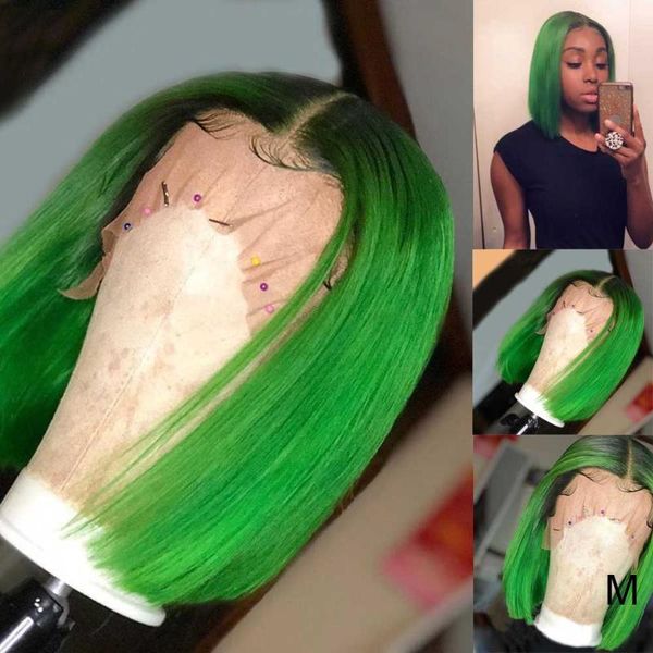 short blunt cut bob 13*6 lace front human hair wig pre plucked brazilian remy straight 1b green colored wig with baby hair atina, Black;brown
short blunt cut bob 13*6 lace front human hair wig pre plucked brazilian remy straight 1b green colored wig with baby hair atina, Black;brown
