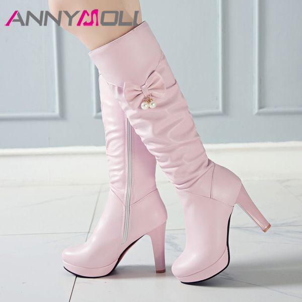 annymoli winter knee high boots women pleated platform block heel long boots pearl zipper extreme high heel shoes female size 43, Black
annymoli winter knee high boots women pleated platform block heel long boots pearl zipper extreme high heel shoes female size 43, Black