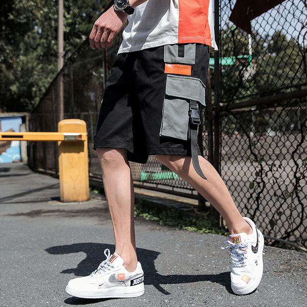men 2019 new summer korean fashion five-point pants leisure loose workwear sports pants for men, White;black
men 2019 new summer korean fashion five-point pants leisure loose workwear sports pants for men, White;black