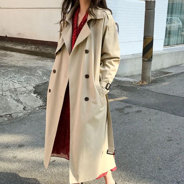 women's trench coats spring autumn coat female elegant casual office ladies windbreaker oversized loose women clothes q2673, Tan;black
women's trench coats spring autumn coat female elegant casual office ladies windbreaker oversized loose women clothes q2673, Tan;black