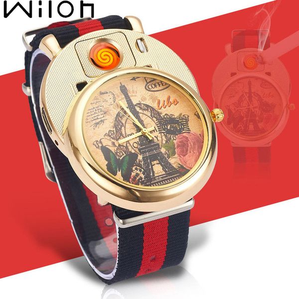 men quartz watch lighter watches usb charging replaceable tungsten wire multifunction lovers canvas creative dial clock cym001, Slivery;brown
men quartz watch lighter watches usb charging replaceable tungsten wire multifunction lovers canvas creative dial clock cym001, Slivery;brown