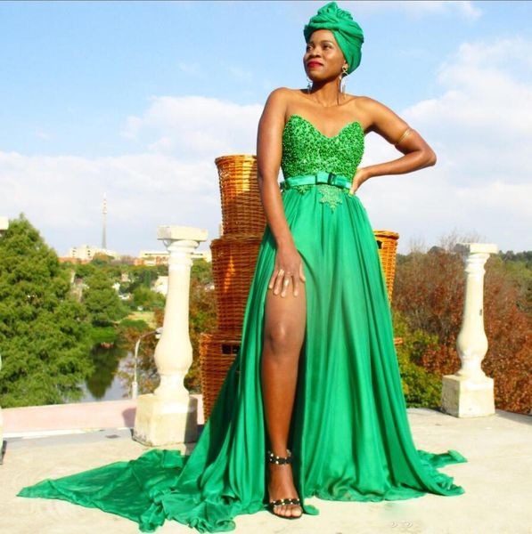 beading pearls green chiffon prom dresses side slit african formal evening gowns long party dress pageant, Black
beading pearls green chiffon prom dresses side slit african formal evening gowns long party dress pageant, Black