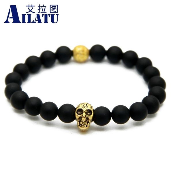 ailatu new design yoga jewelry wholesale 8mm black matte onyx stone beads skull bracelets, Golden;silver
ailatu new design yoga jewelry wholesale 8mm black matte onyx stone beads skull bracelets, Golden;silver
