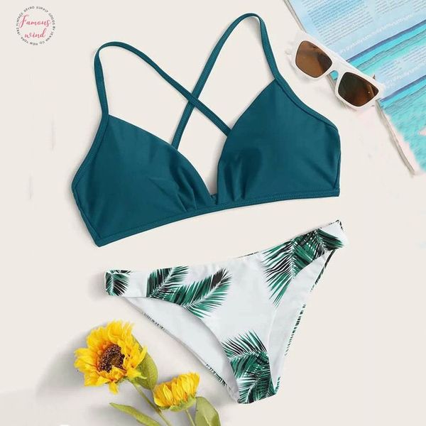 women bikini set leaf print push up swimsuit beachwear padded swimwear cross biquini maillot de bain mujer 2020 h, White;black
women bikini set leaf print push up swimsuit beachwear padded swimwear cross biquini maillot de bain mujer 2020 h, White;black