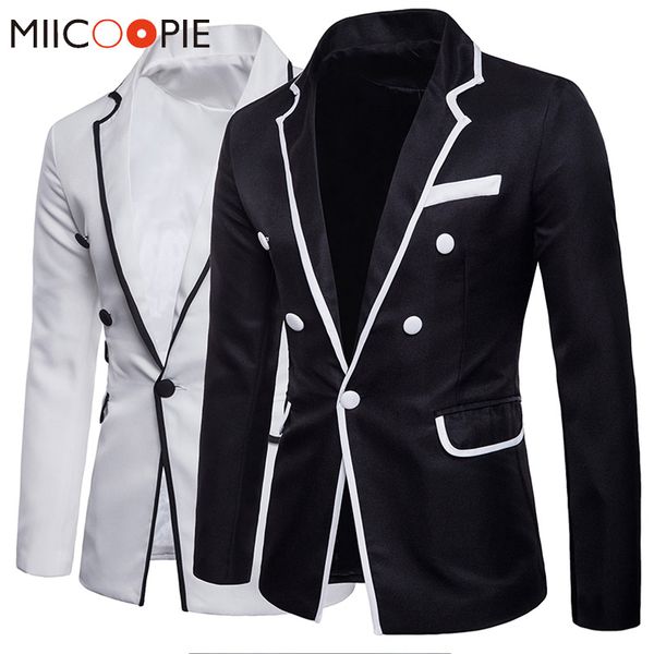 black white blazer masculino slim fit new fashion single button mens blazers coats autumn male button long sleeves suit jackets, White;black
black white blazer masculino slim fit new fashion single button mens blazers coats autumn male button long sleeves suit jackets, White;black